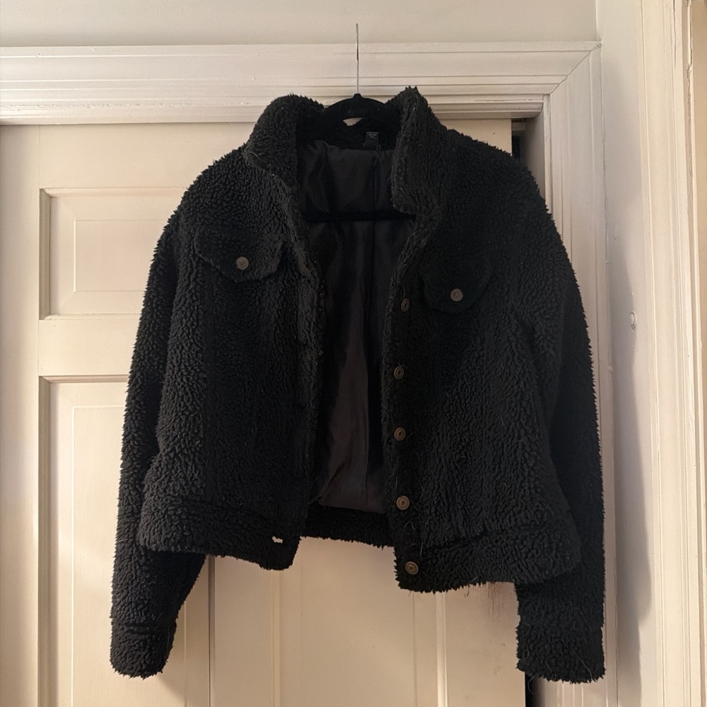 Wild Fable Black Sherpa Jacket Size S #nyc #yk2000 #bar #goingout #winter